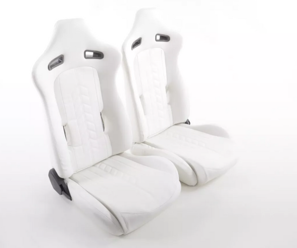 FK Universal Reclining Bucket Sports Seats - Synthetic Leather WHITE Ltd Edition