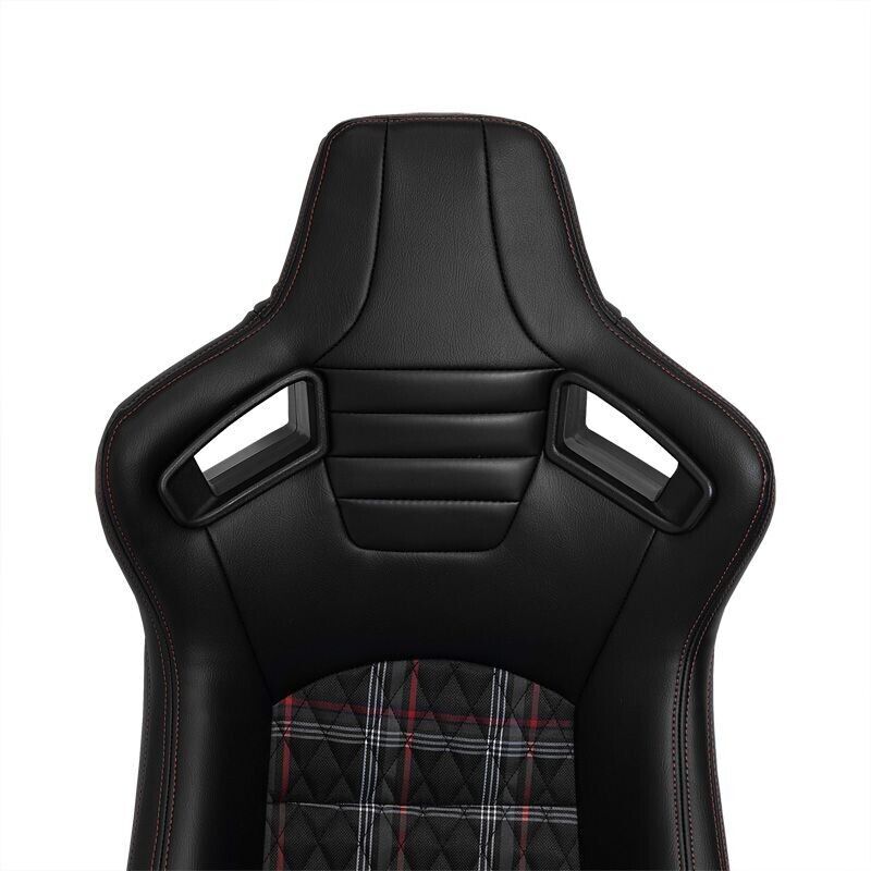 AUTOSTYLE GT x1 Universal Sports Bucket Seats Black & Red Check + runners