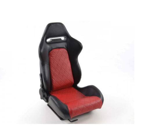 FK Premium Deluxe Bucket Sports Seats Black Red Quilted Car Van Defender T4 T5 - LJ Automotive