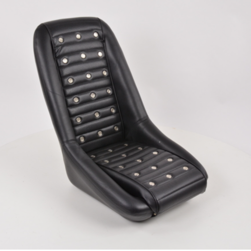 FK Pair Black Studded Classic Car Retro Kit Speedster Sports Bucket Seats inc Headrests + base slide runners