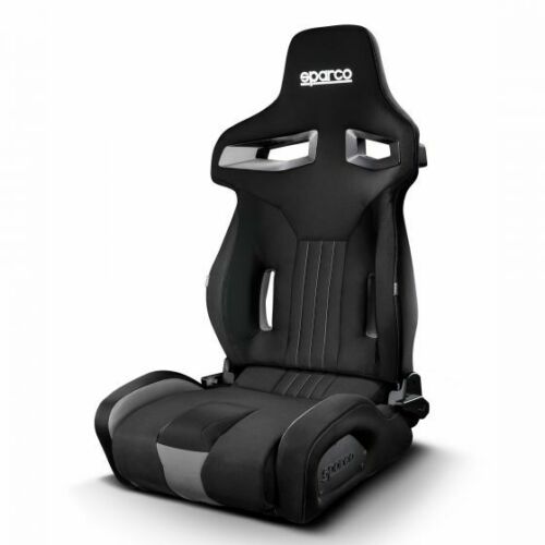 x1 Sparco Sports Bucket Seat R333 Black & Grey Reclinable & Harness Compatible - LJ Automotive