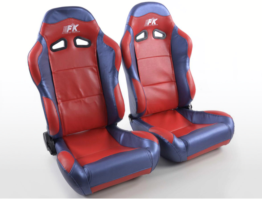 FK Universal Bucket Sports Seat Carbon Red & Blue 4x4 Car Camper T4 T5 Defender - LJ Automotive