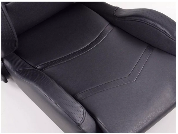 FK Universal HEATED Deluxe Bucket Sports Seats Black Synthetic Leather Heater