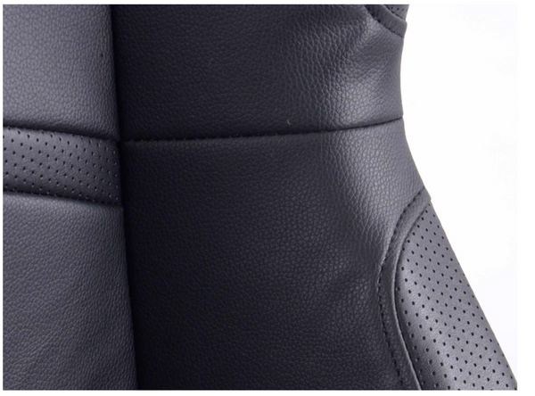 FK Universal HEATED Deluxe Bucket Sports Seats Black Synthetic Leather Heater