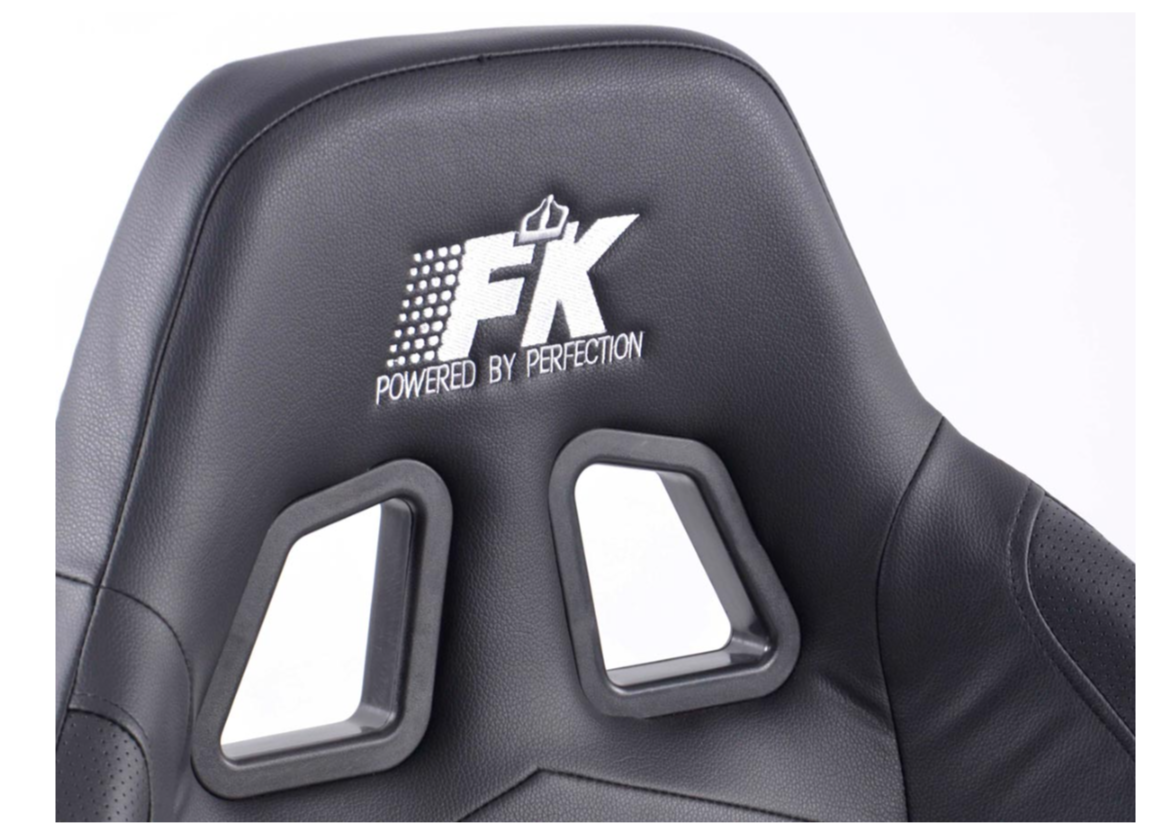 FK Universal HEATED Deluxe Bucket Sports Seats Black Synthetic Leather Heater