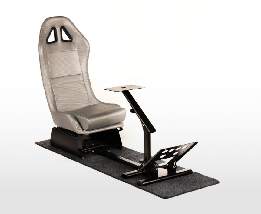 FK driving game racing simulator eGaming Sim Seat carbon silver with carpet