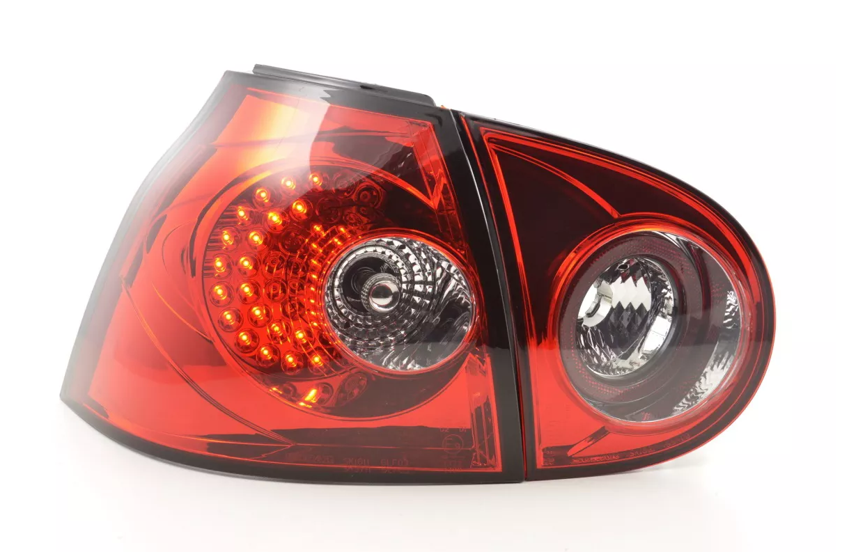 FK Paar LED-Rückleuchten, Lichtleiste, VW Golf 5 MK5 03–08, Rot, 1K RHD, OBC-kompatibel