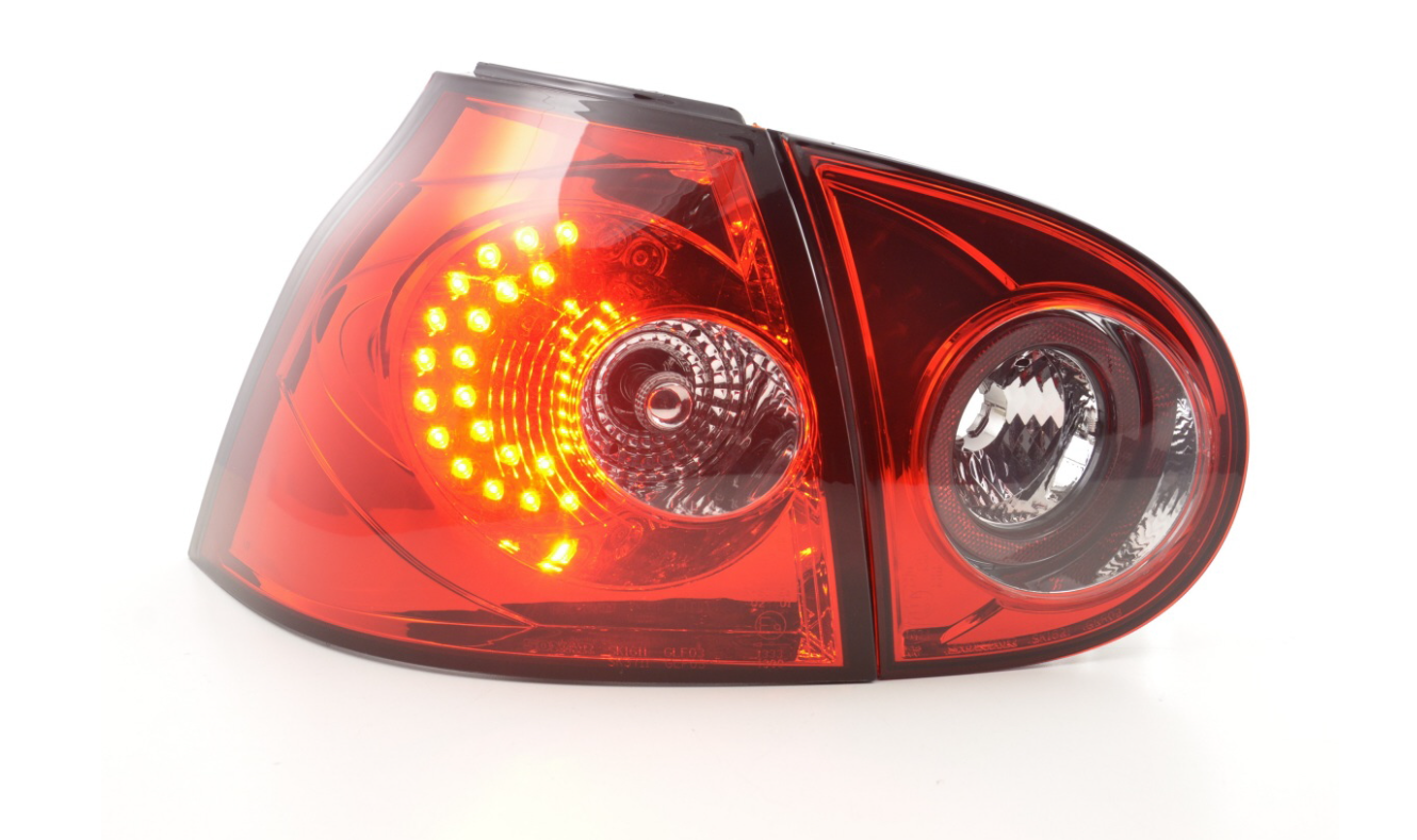 FK Paar LED-Rückleuchten, Lichtleiste, VW Golf 5 MK5 03–08, Rot, 1K RHD, OBC-kompatibel