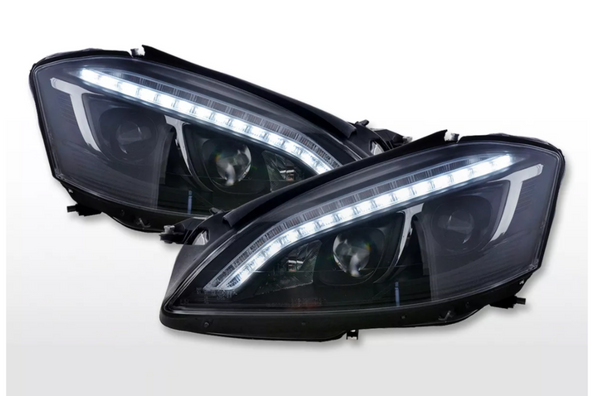 FK Paar Scheinwerfer LED DRL Lichtleiste Mercedes-Benz S-Klasse 221 W221 05-09 Schwarz LHD