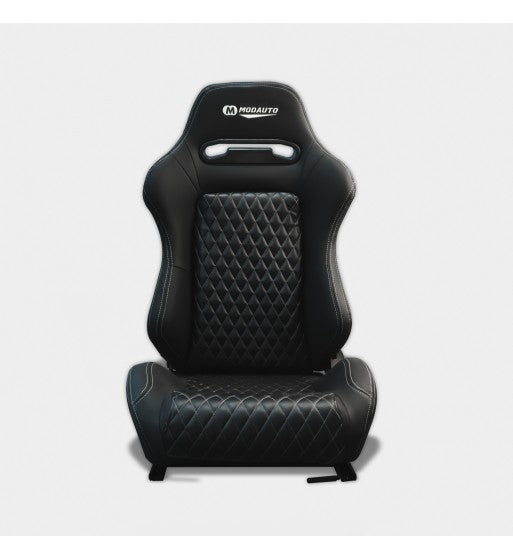 MODAUTO SEMI BUCKET SEAT x1 - PREMIUM NEW ERA PU LEATHER - BLACK & White Stitch