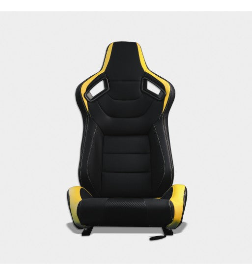 MODAUTO SEMI BUCKET SEAT x1 - PREMIUM NEW ERA PU LEATHER - BLACK & YELLOW