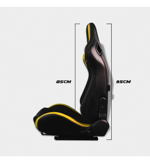 MODAUTO SEMI BUCKET SEAT x1 - PREMIUM NEW ERA PU LEATHER - BLACK & YELLOW