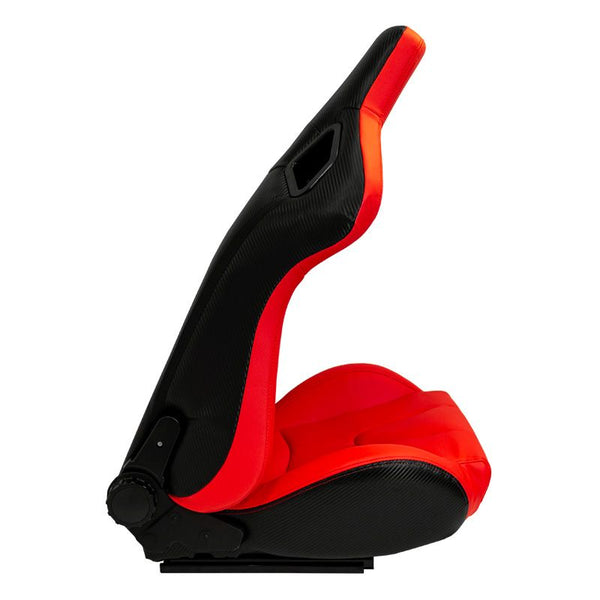 AUTOSTYLE RK x1 Universal Sports Bucket Seat Red Syn Leath Fold Recl + runners